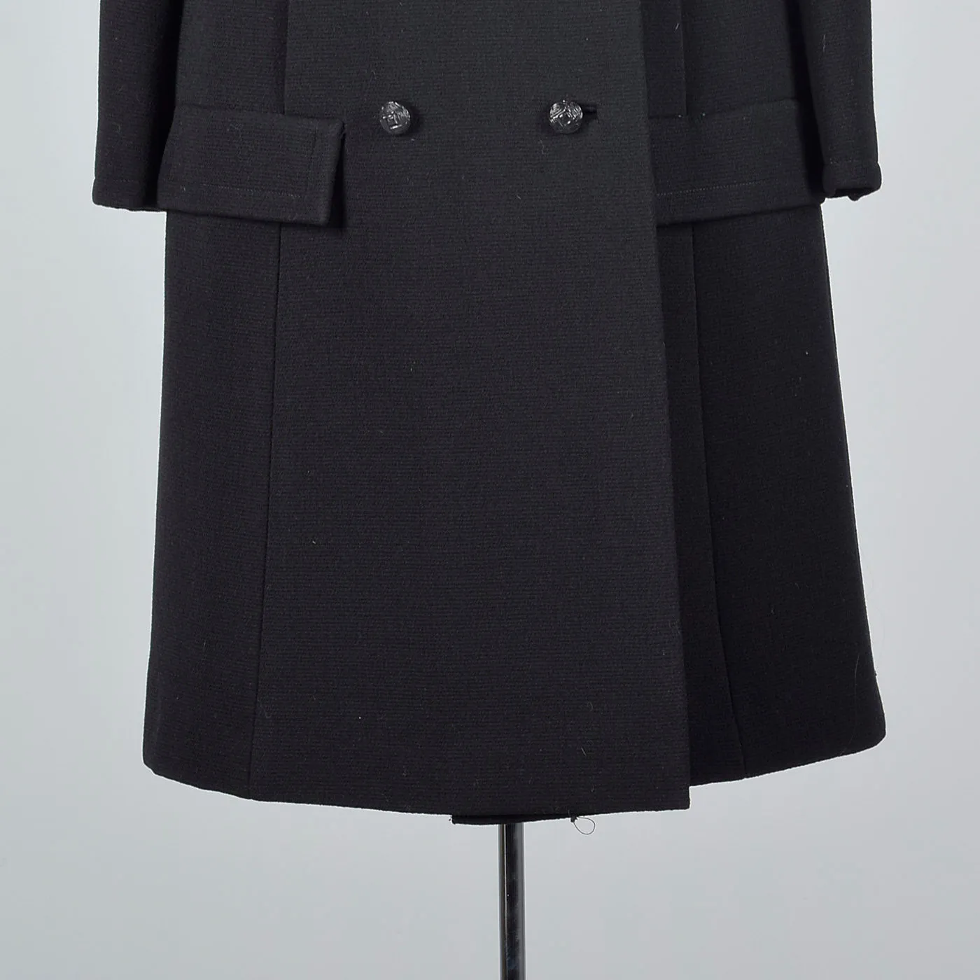 1960s Black Double Breasted Coat with Mink Collar