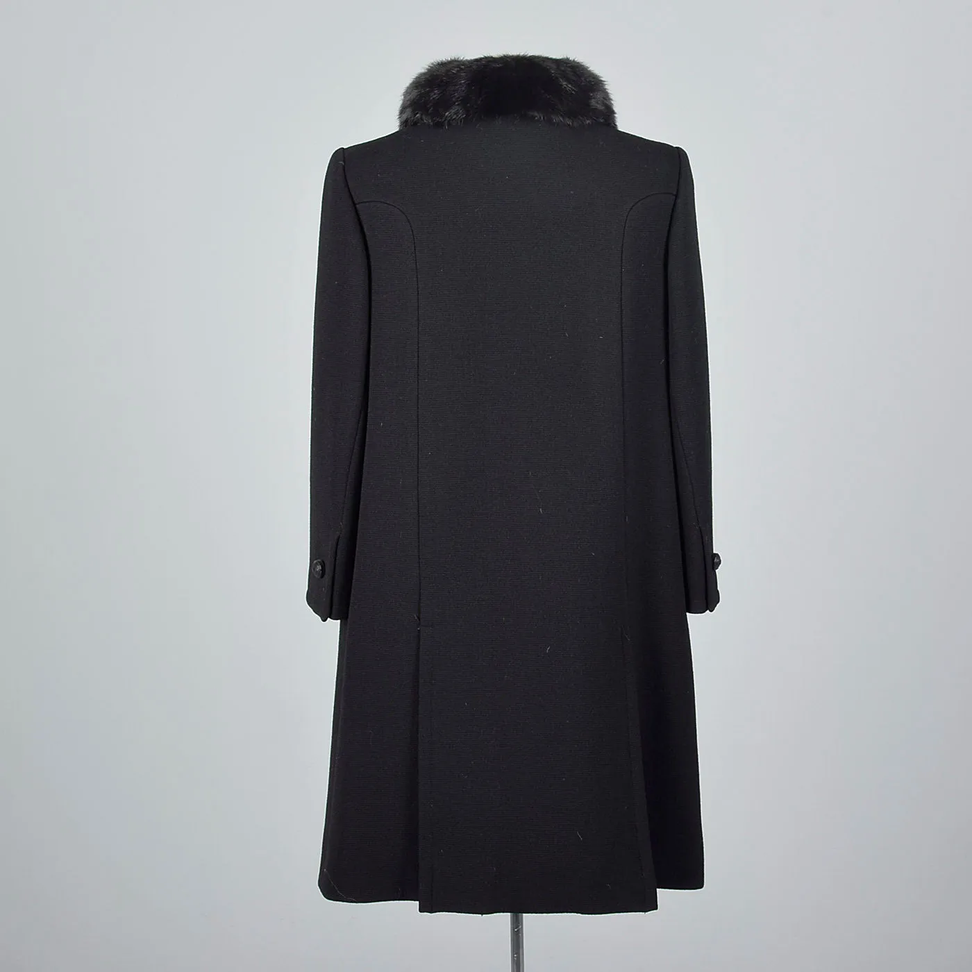 1960s Black Double Breasted Coat with Mink Collar