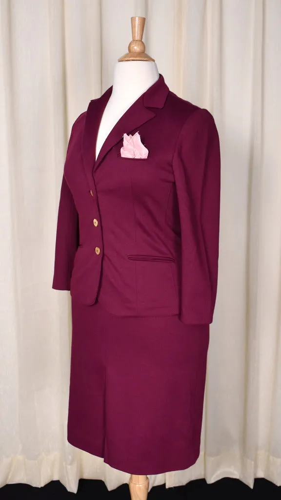 1970s Plum Purple Skirt Suit