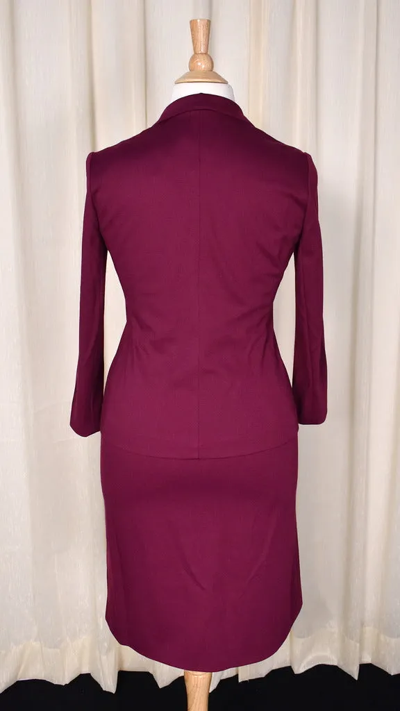 1970s Plum Purple Skirt Suit