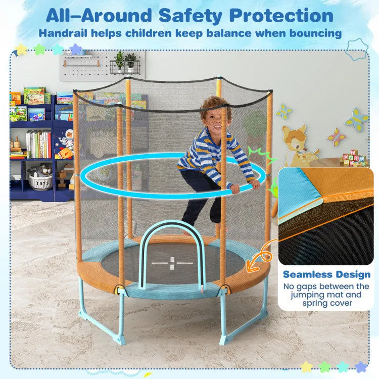 60" Trampoline with Gymnastic Bar and Rings for Kids
