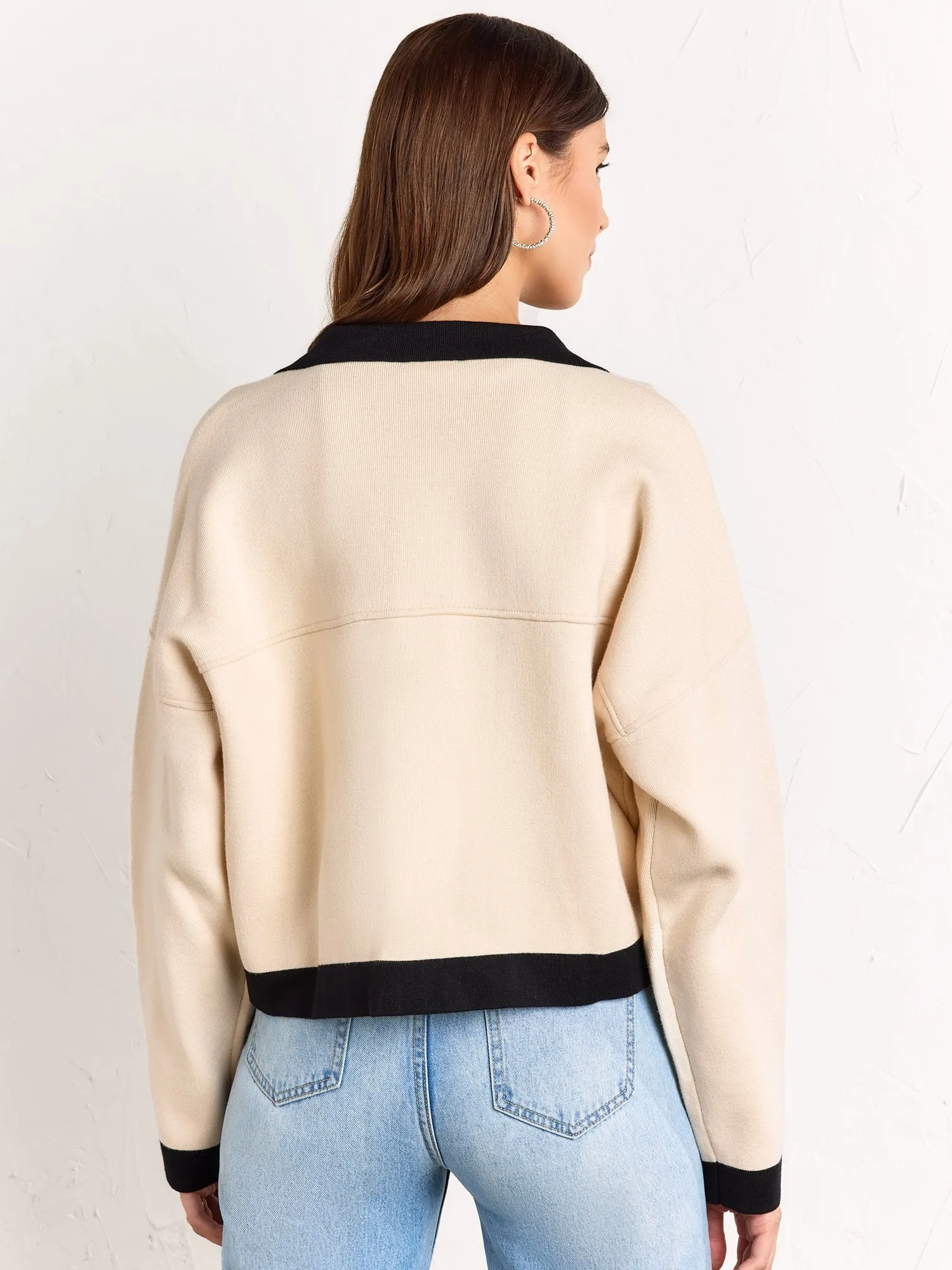 Aaron & Amber Collared Contrast Trim Knit Jacket - Brands We Love