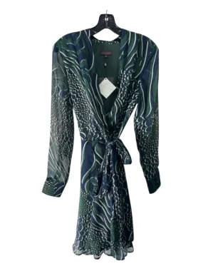 Adolfo Dominguez Size 40 Green & Blue Print Polyester Long Sleeve Dress