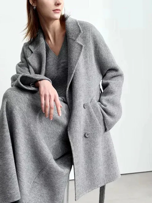 Alpaca and Wool-Blend Belted Coat in Grey