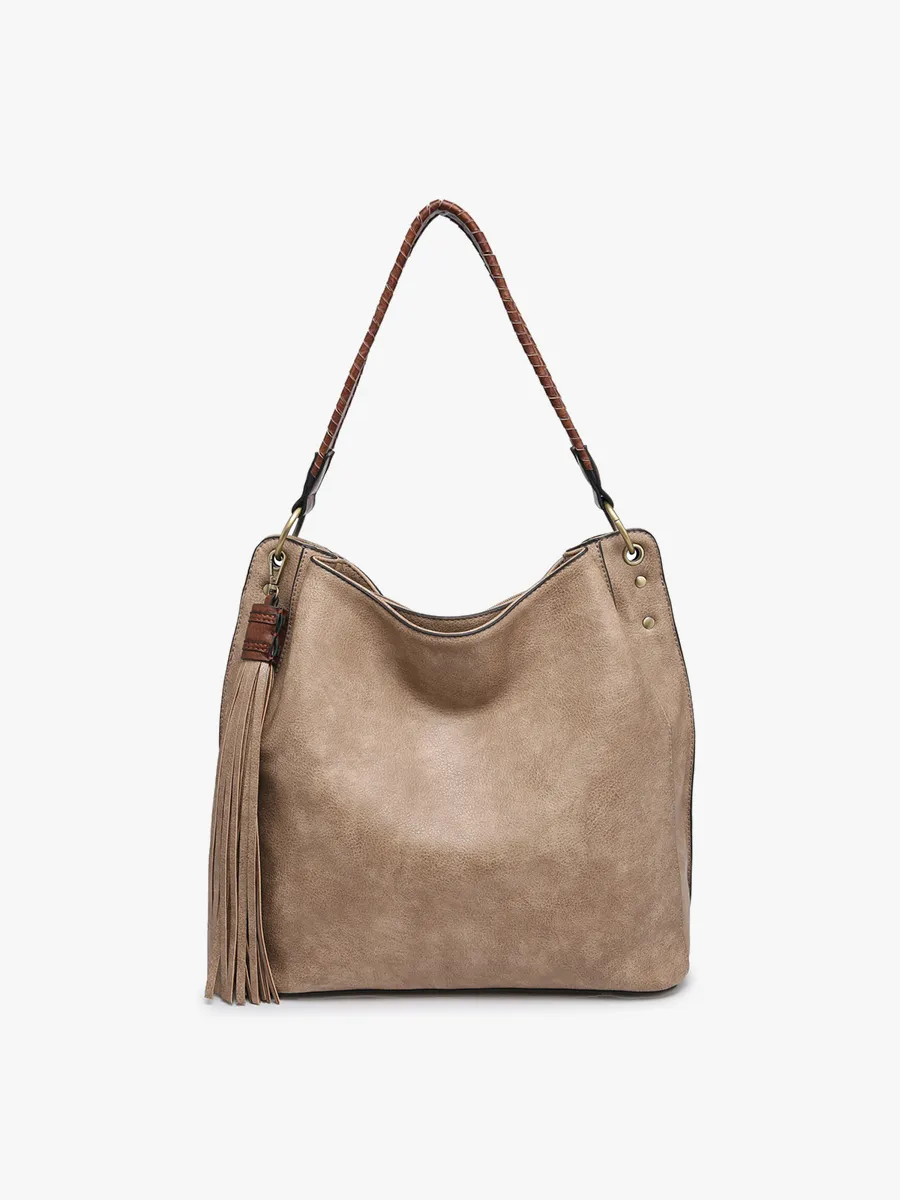 Amber Three Compartment Tassel Hobo Bag