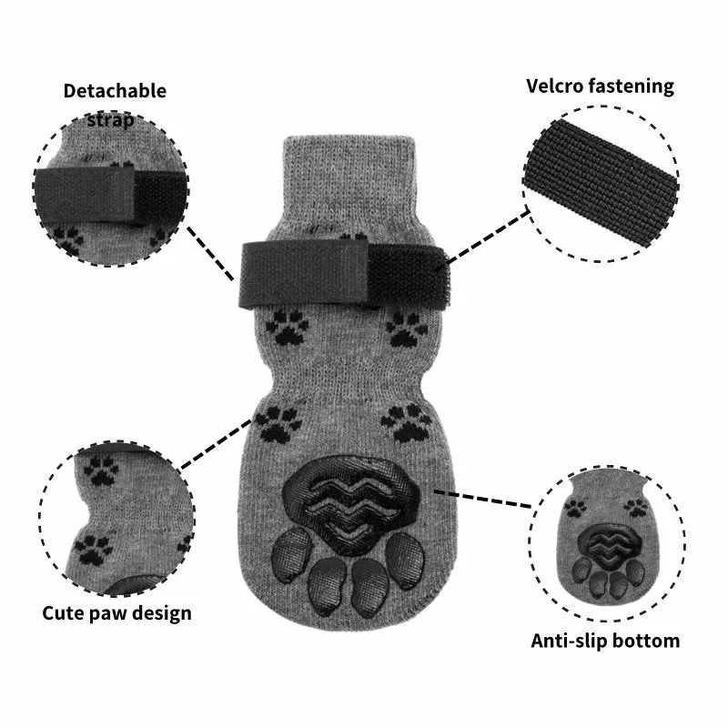 Anti-Skid Gray Paw Socks