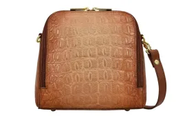 Anuschka Small Zip Around Travel Organizer Croc Embossed Caramel