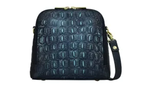 Anuschka Small Zip Around Travel Organizer Croc Embossed Sapphire
