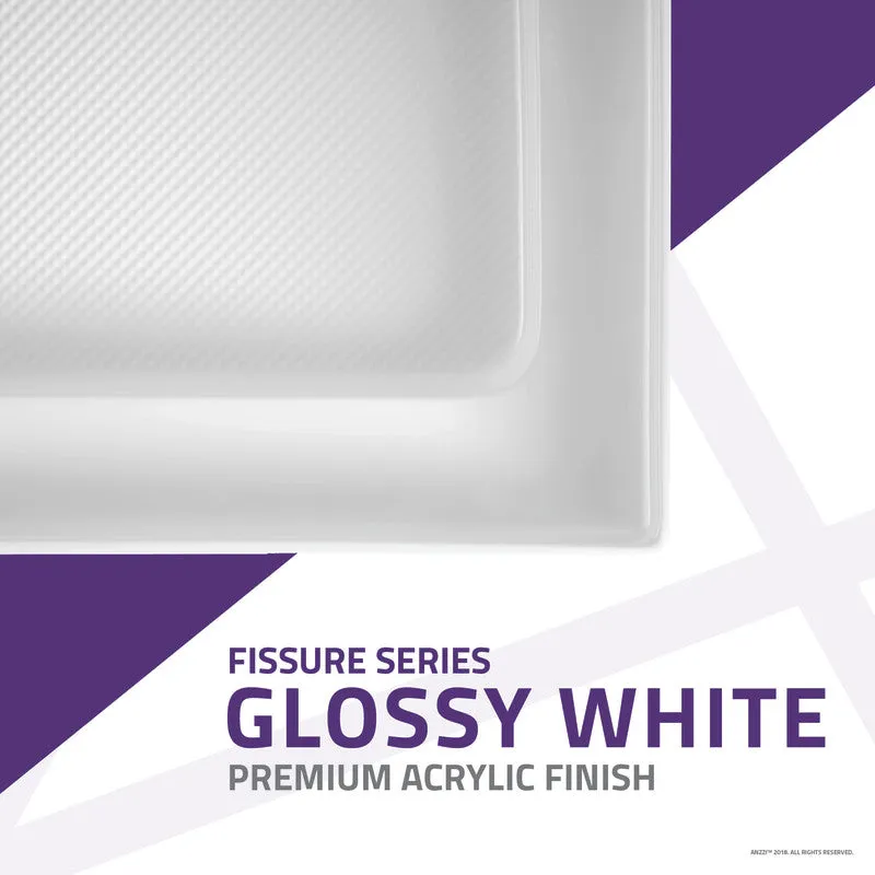 ANZZI Fissure Series 36 in. x 48 in. Single Threshold Shower Base in White