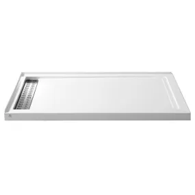 ANZZI Series 36 in. x 60 in. Double Threshold Shower Base in White
