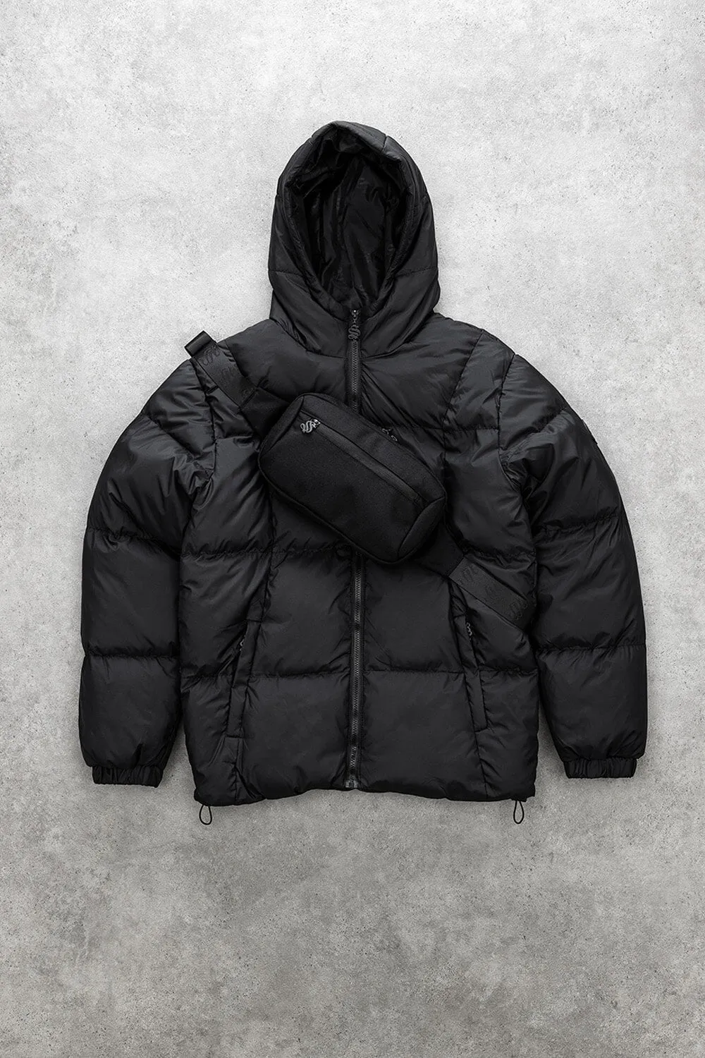 Assault Tech Puffer Jacket   Cross Body Bag - Black