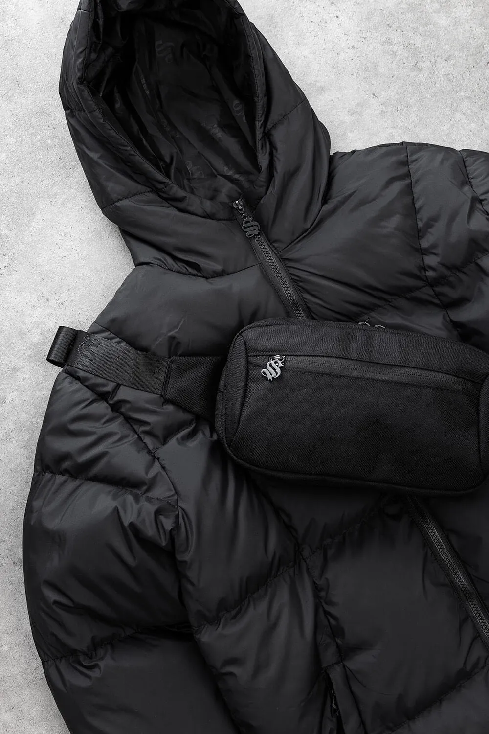 Assault Tech Puffer Jacket   Cross Body Bag - Black