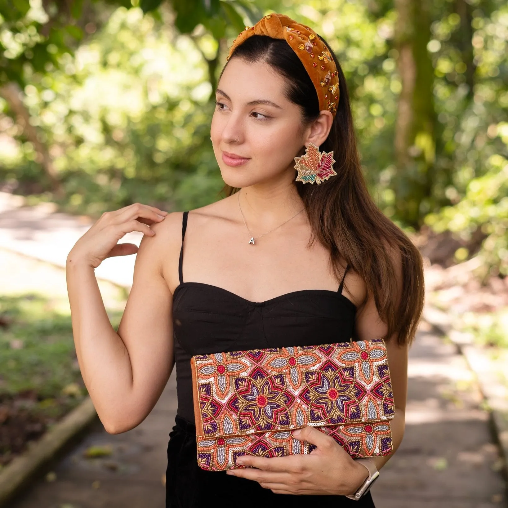 Avery Floral Beaded Clutch Purse