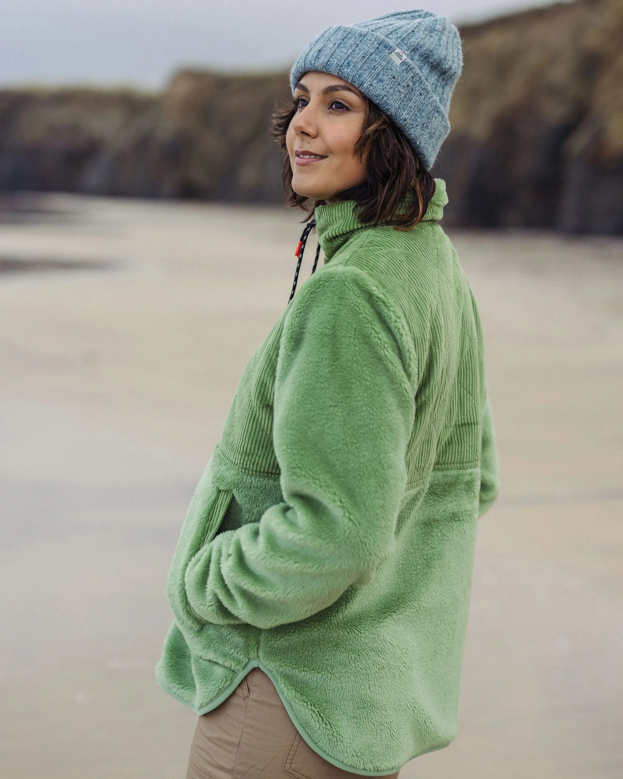 Awaken Recycled Deep-Pile Sherpa Fleece - Stem Green