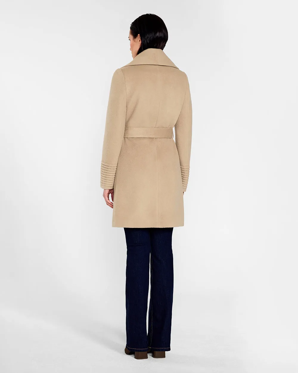 Baby Alpaca Mid Length Shawl Collar Wrap Coat