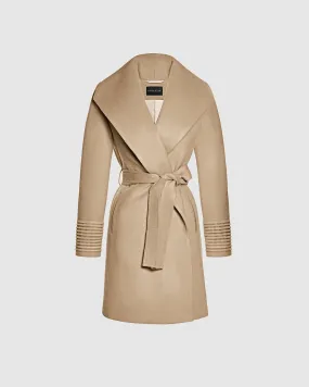 Baby Alpaca Mid Length Shawl Collar Wrap Coat