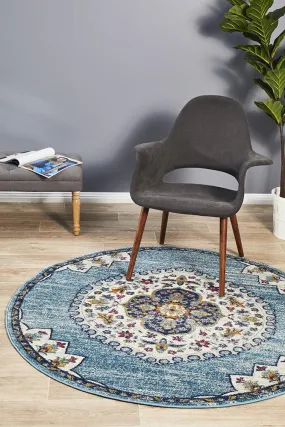 Babylon 202 Round Rug (Blue) by Rug Culture