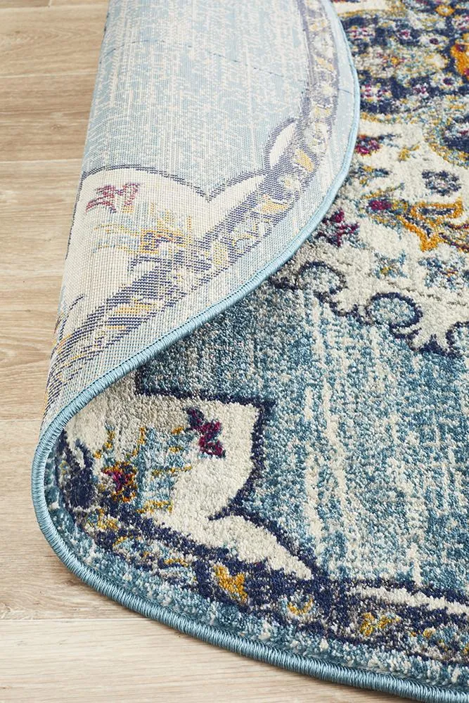 Babylon 202 Round Rug (Blue) by Rug Culture
