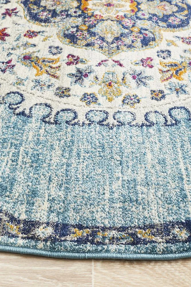 Babylon 202 Round Rug (Blue) by Rug Culture