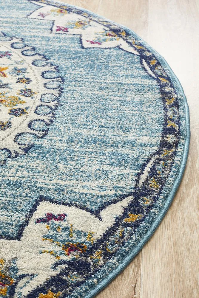 Babylon 202 Round Rug (Blue) by Rug Culture