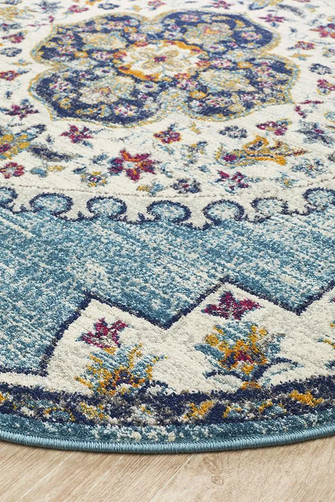 Babylon 202 Round Rug (Blue) by Rug Culture