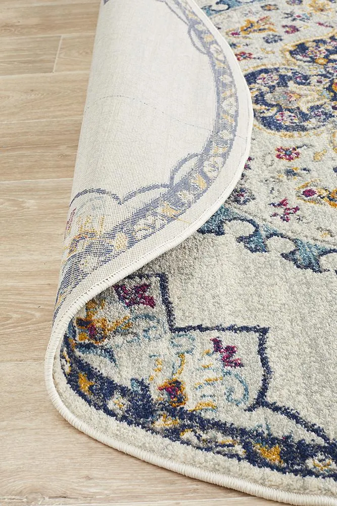 Babylon 202 Round Rug (White) by Rug Culture