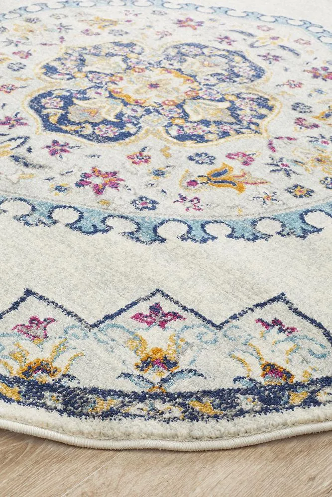 Babylon 202 Round Rug (White) by Rug Culture