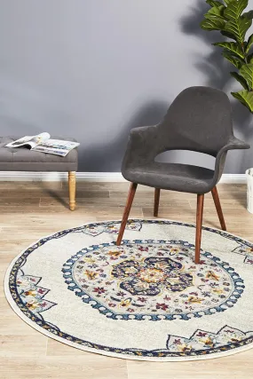 Babylon 202 Round Rug (White) by Rug Culture