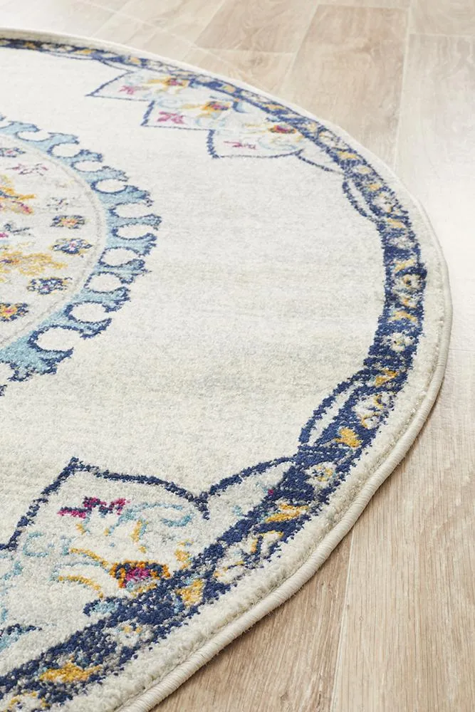 Babylon 202 Round Rug (White) by Rug Culture