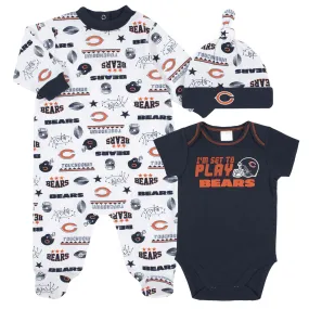 Bears Baby Boys 3-Piece Bodysuit, Sleep 'N Play, and Cap Set