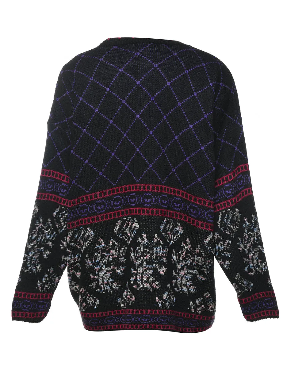 Black Checked Jumper - M