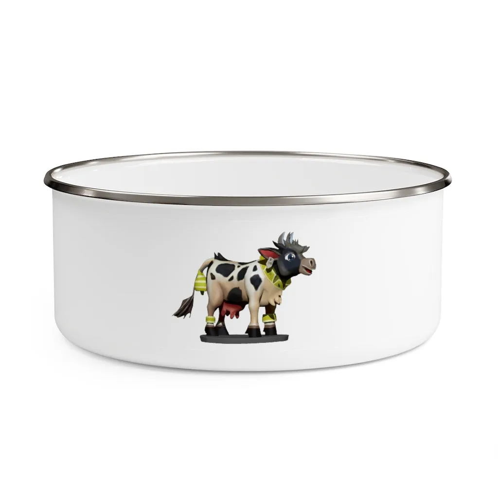 Black Cow Enamel Bowl