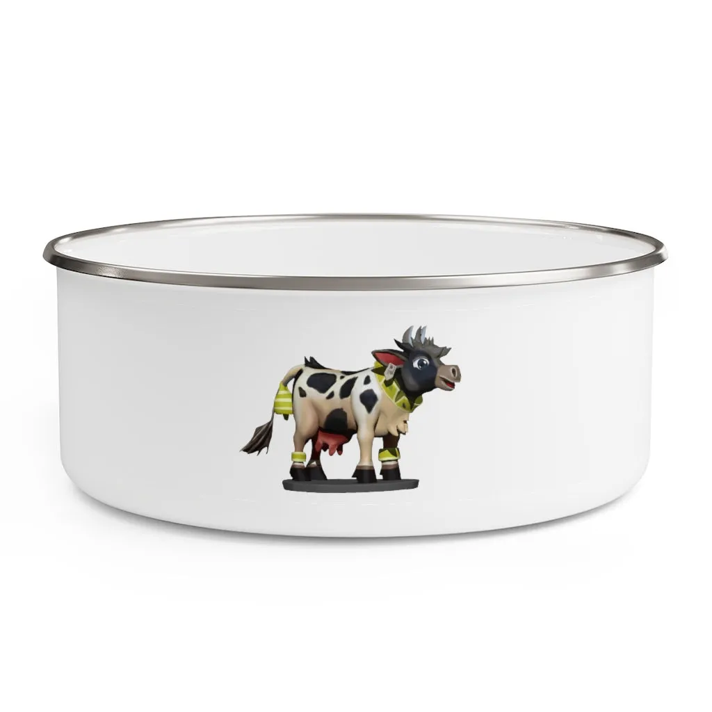 Black Cow Enamel Bowl