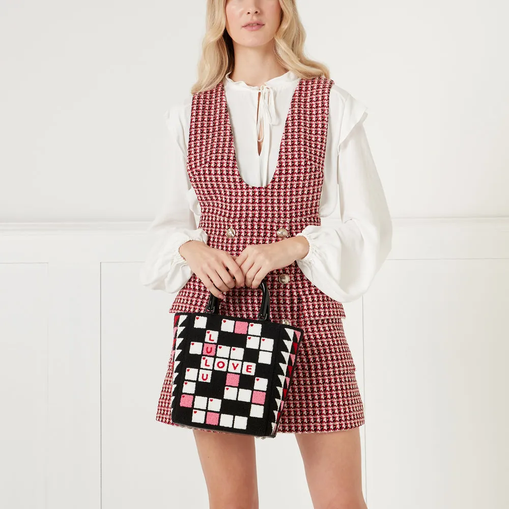 BLACK CROSSWORD BIBI TOTE