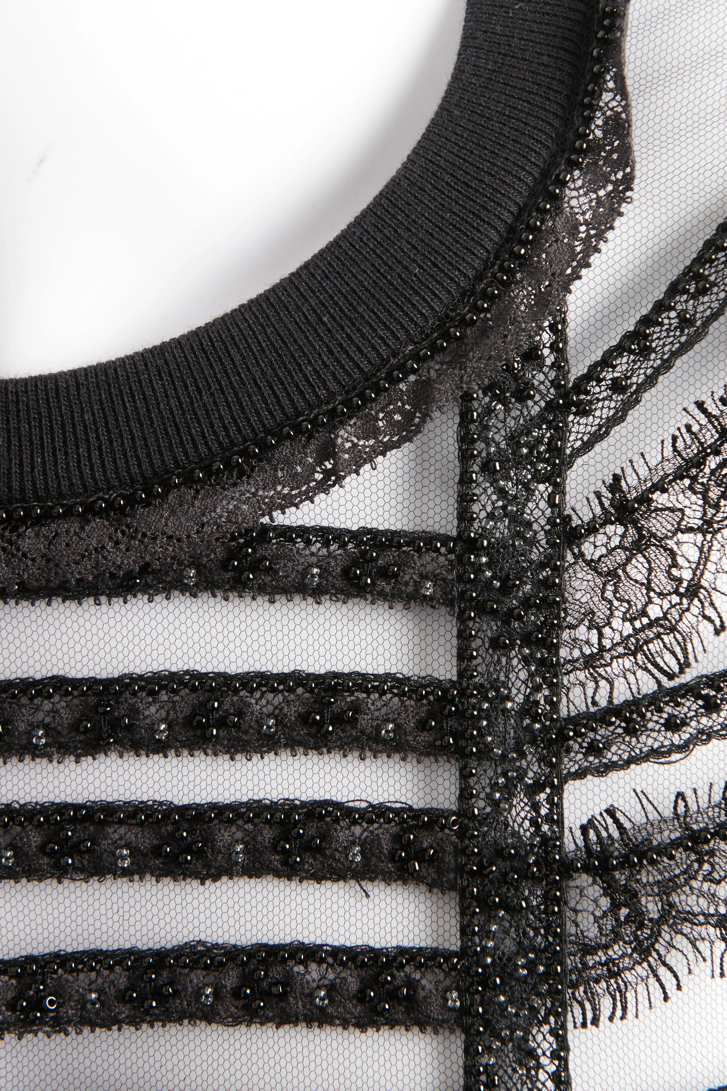 Black Preowned Jumper With Mesh/Crochet Detail