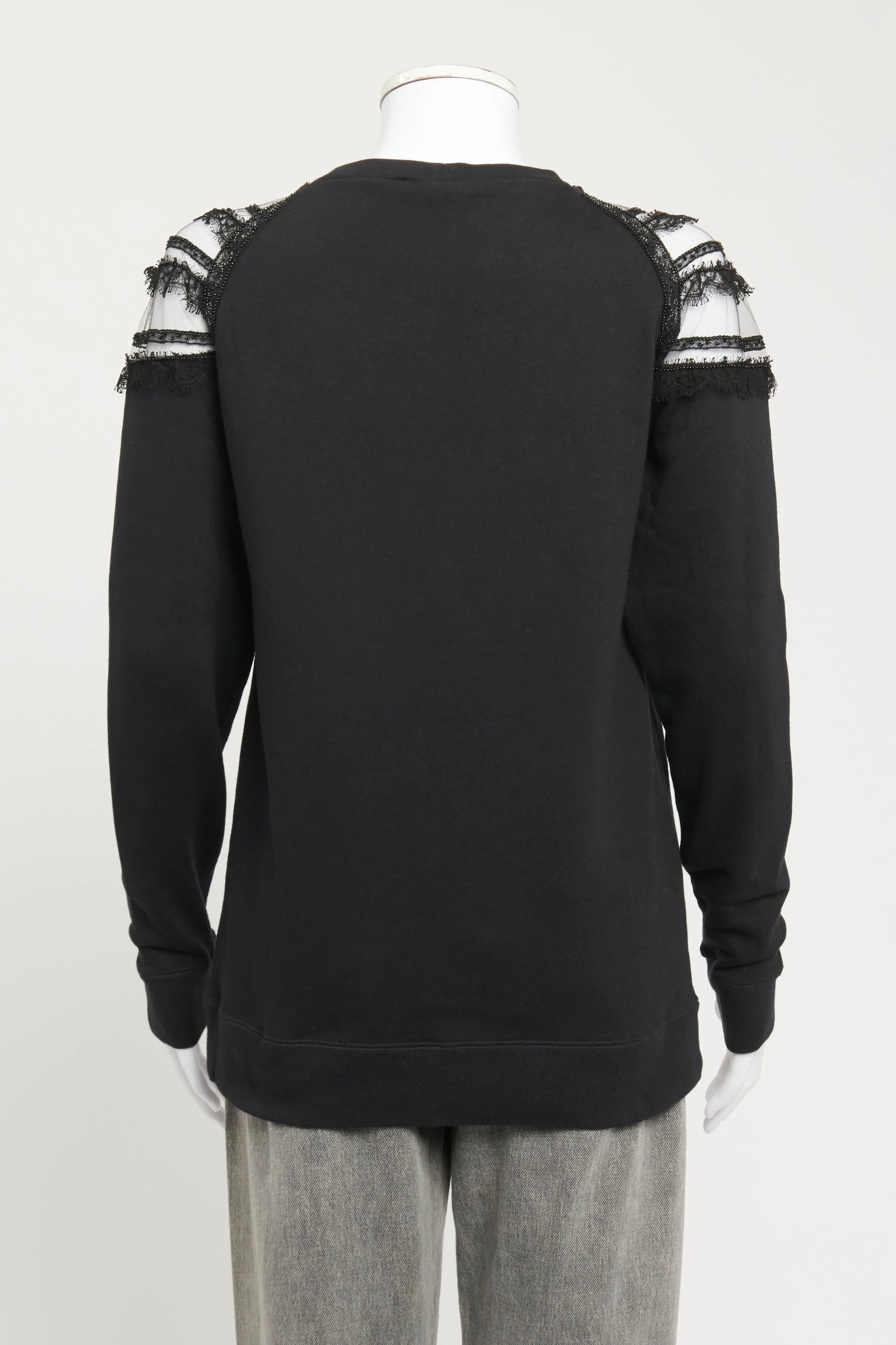 Black Preowned Jumper With Mesh/Crochet Detail