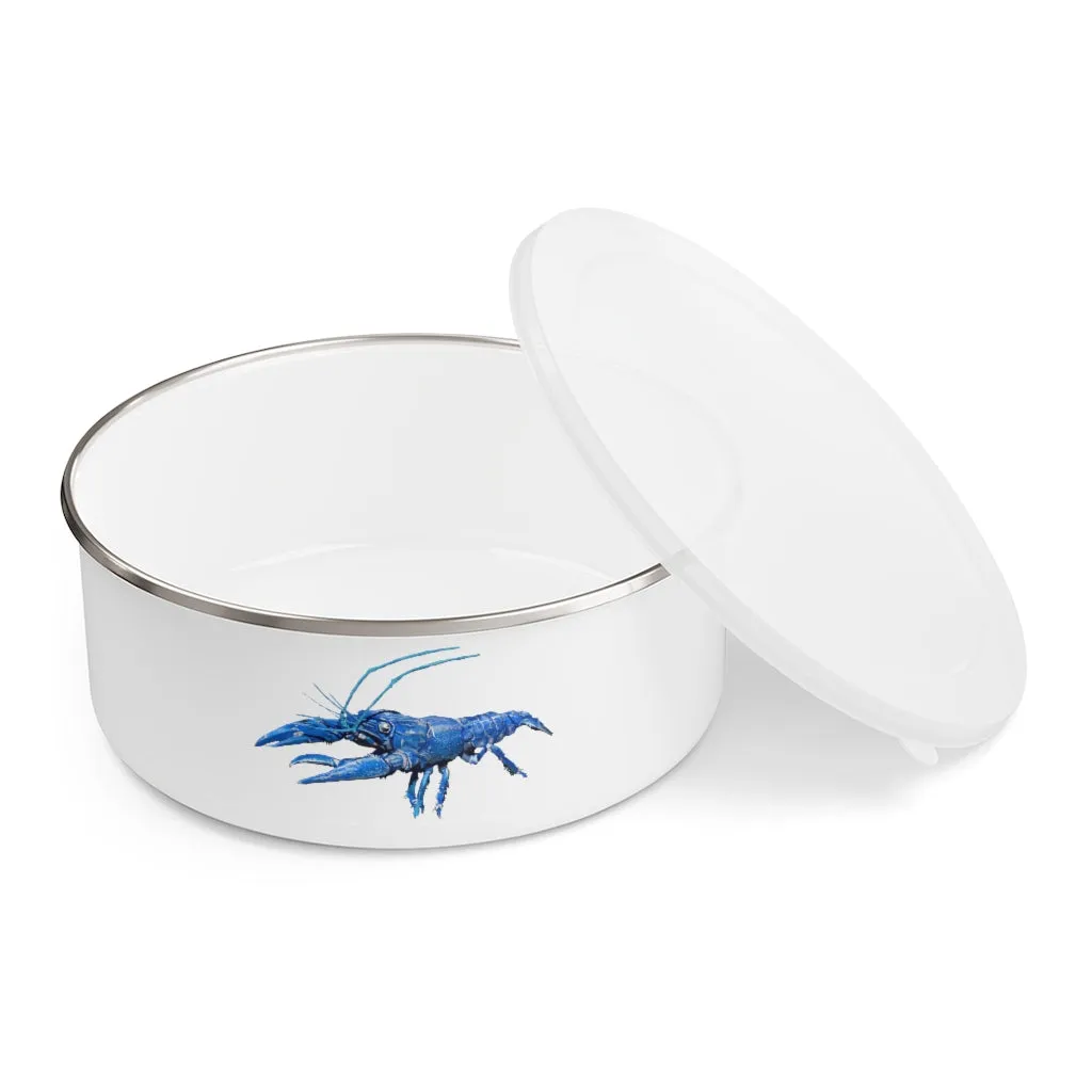 Blue Crawfish Enamel Bowl