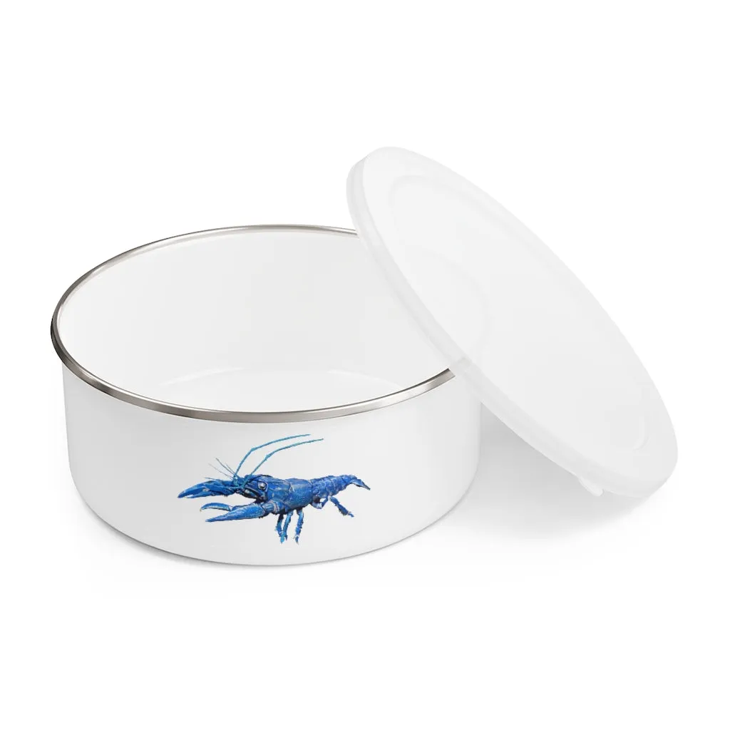 Blue Crawfish Enamel Bowl