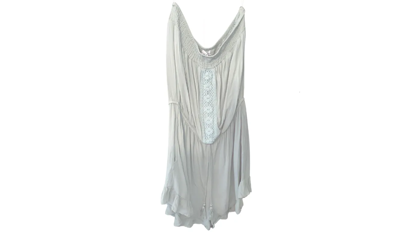 Bohemian Style Lace-Trimmed Romper; L