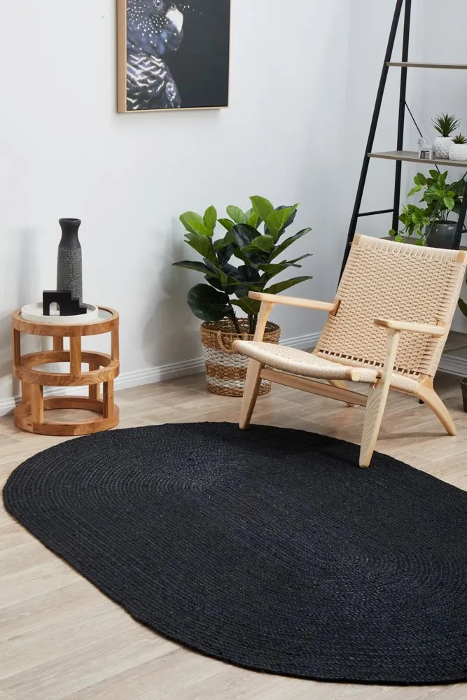 Bondi Oval Rug (Black) by Rug Culture
