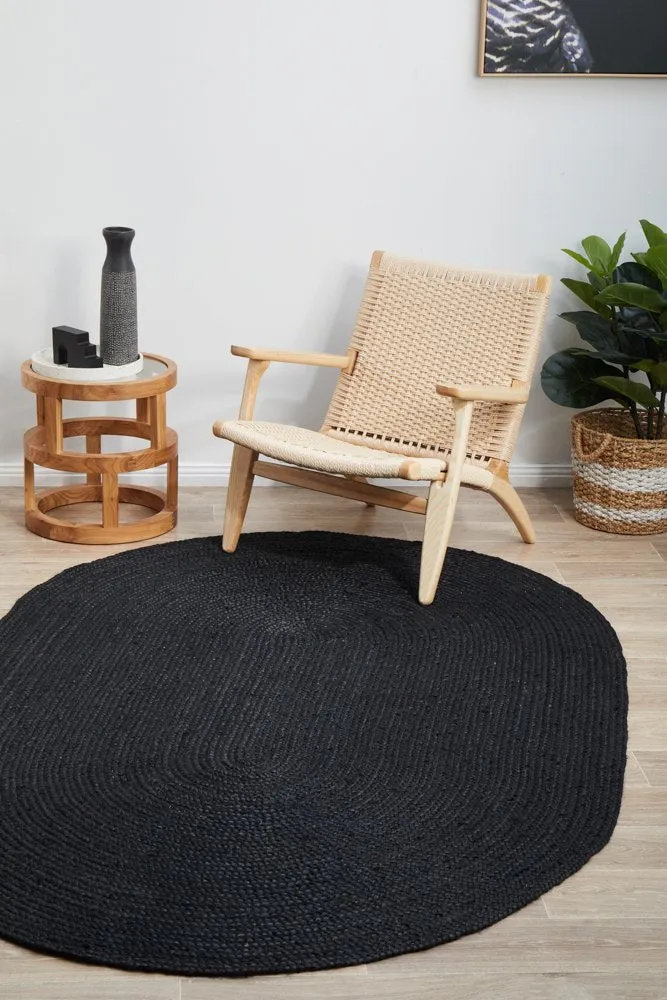 Bondi Oval Rug (Black) by Rug Culture