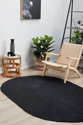 Bondi Oval Rug (Black) by Rug Culture