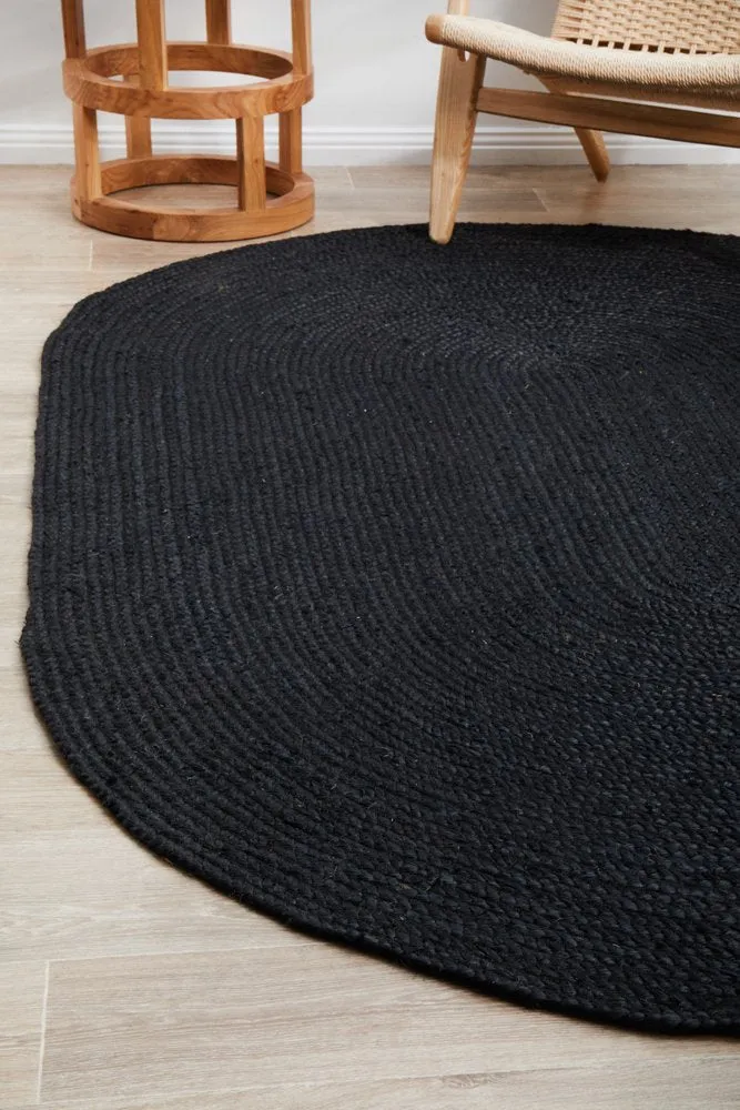 Bondi Oval Rug (Black) by Rug Culture