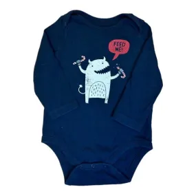 Boys Gap Size 12-18 Months Navy Long Sleeve Christmas Bodysuit