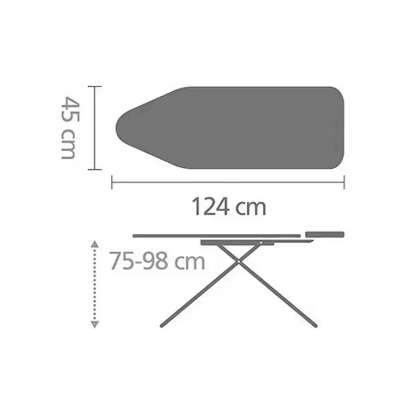 Brabantia Solid Steam Iron Rest Ironing Board Ice Water C 124x45cm / 49x18’