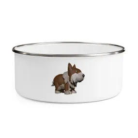 Brown Dog Enamel Bowl