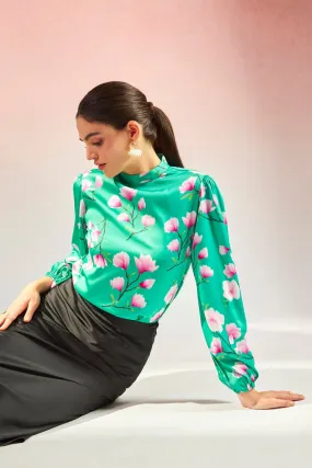 Bryonia|High-Neck Floral Blouse
