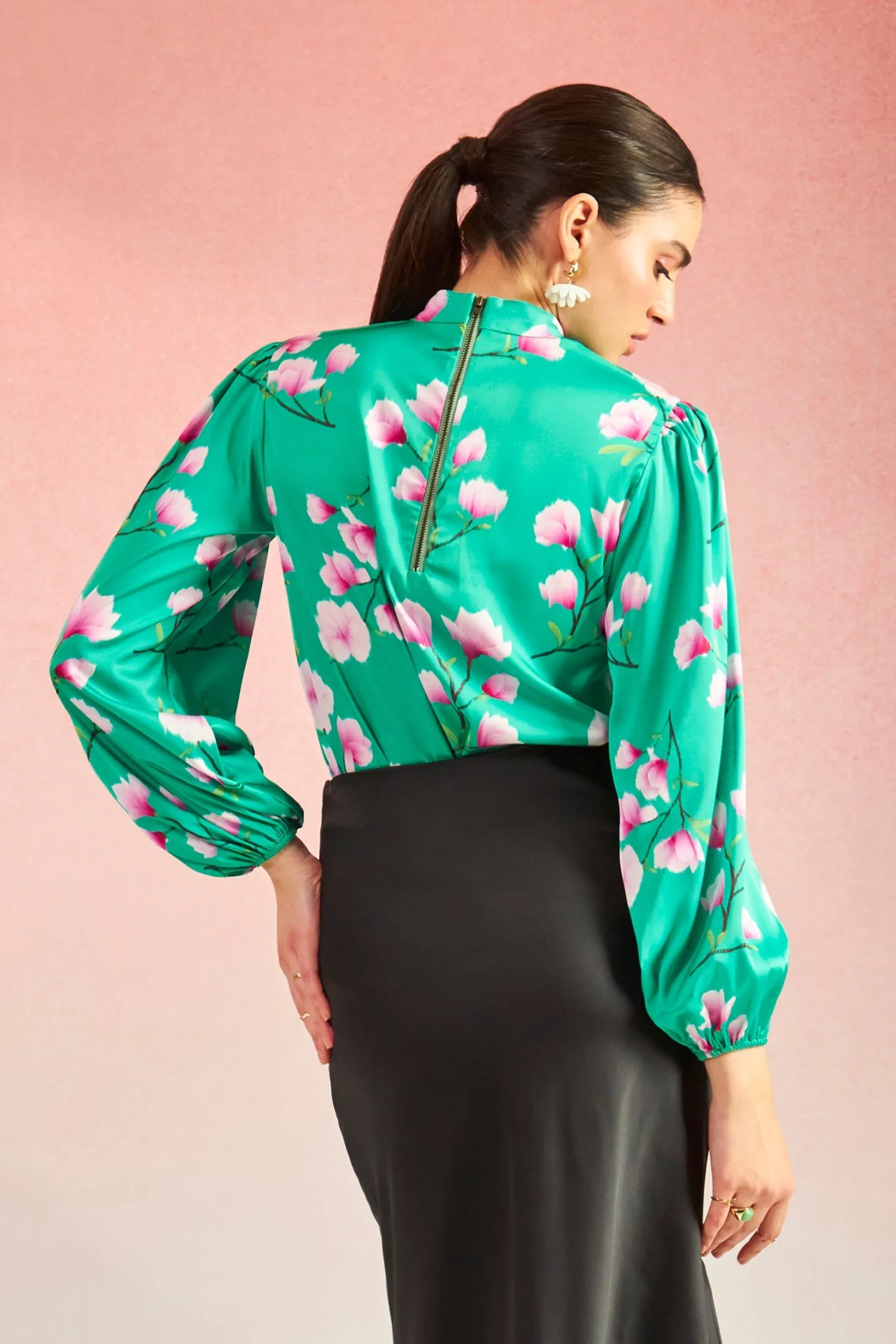 Bryonia|High-Neck Floral Blouse
