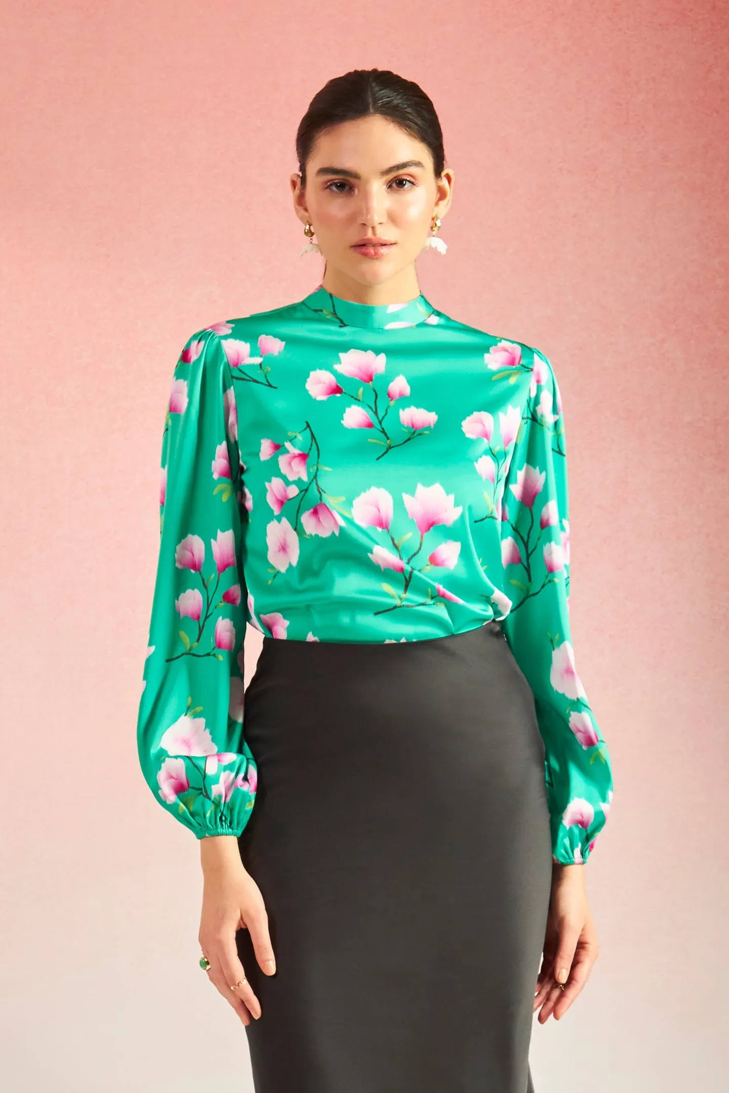 Bryonia|High-Neck Floral Blouse