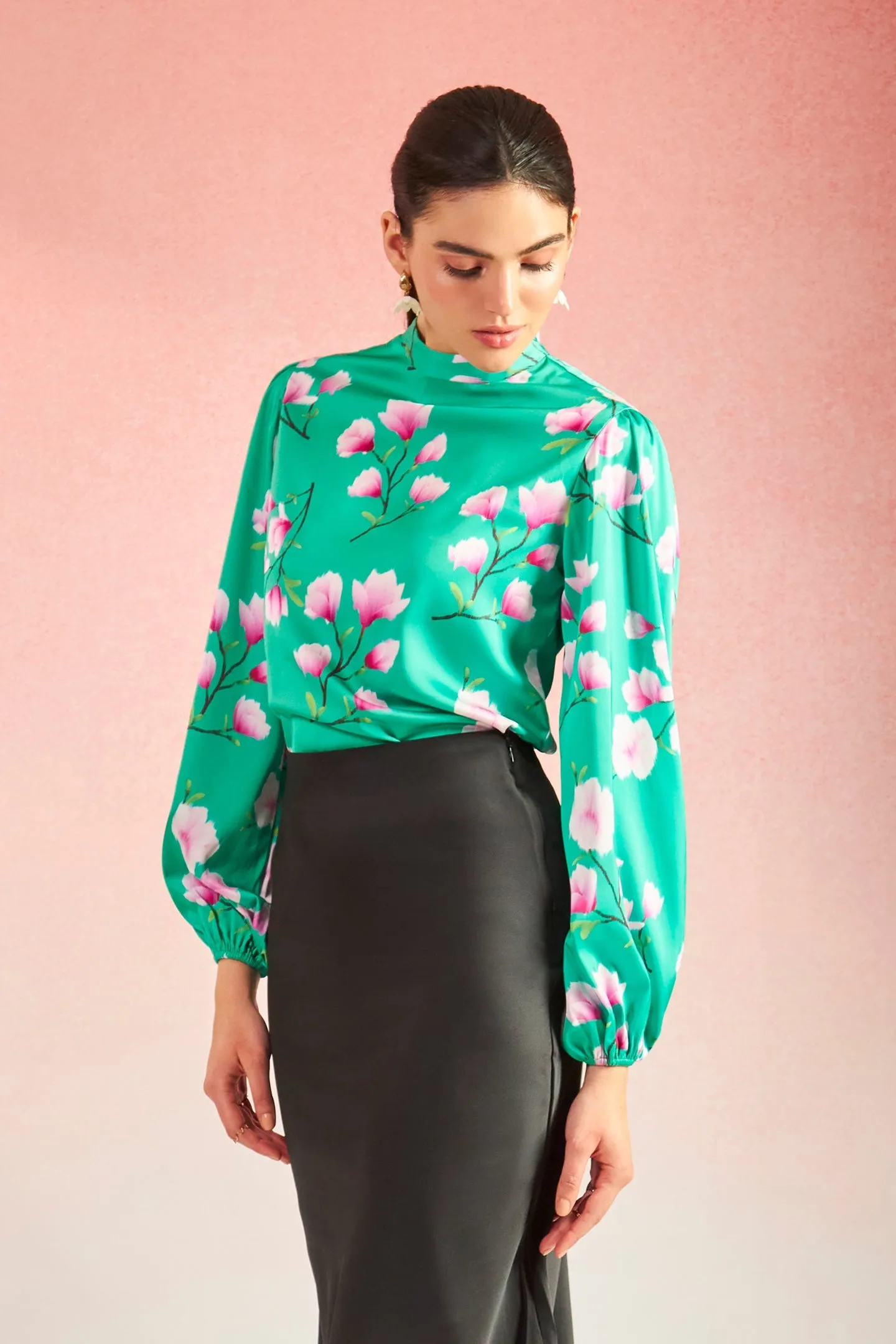 Bryonia|High-Neck Floral Blouse